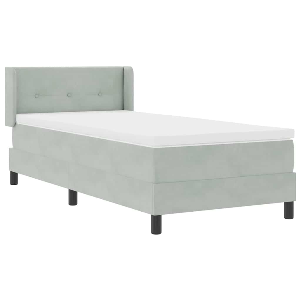 Boxspringbett mit Kopfteil Hellgrau 200 x 100 cm Samt