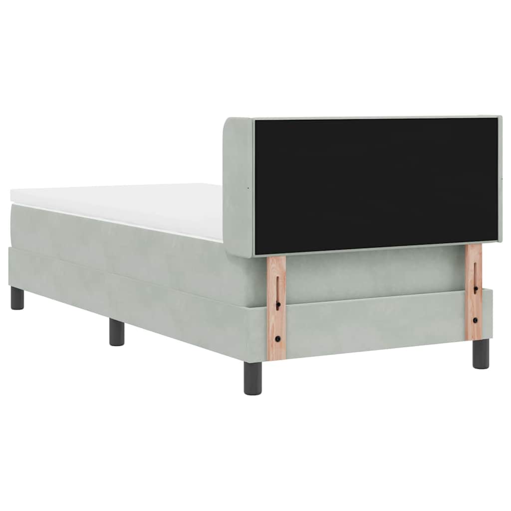 Boxspringbett mit Kopfteil Hellgrau 200 x 100 cm Samt
