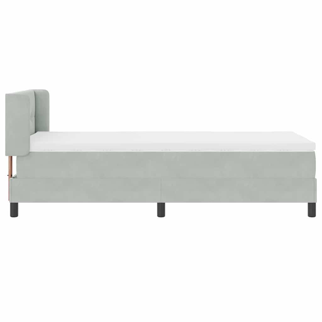 Boxspringbett mit Kopfteil Hellgrau 200 x 100 cm Samt