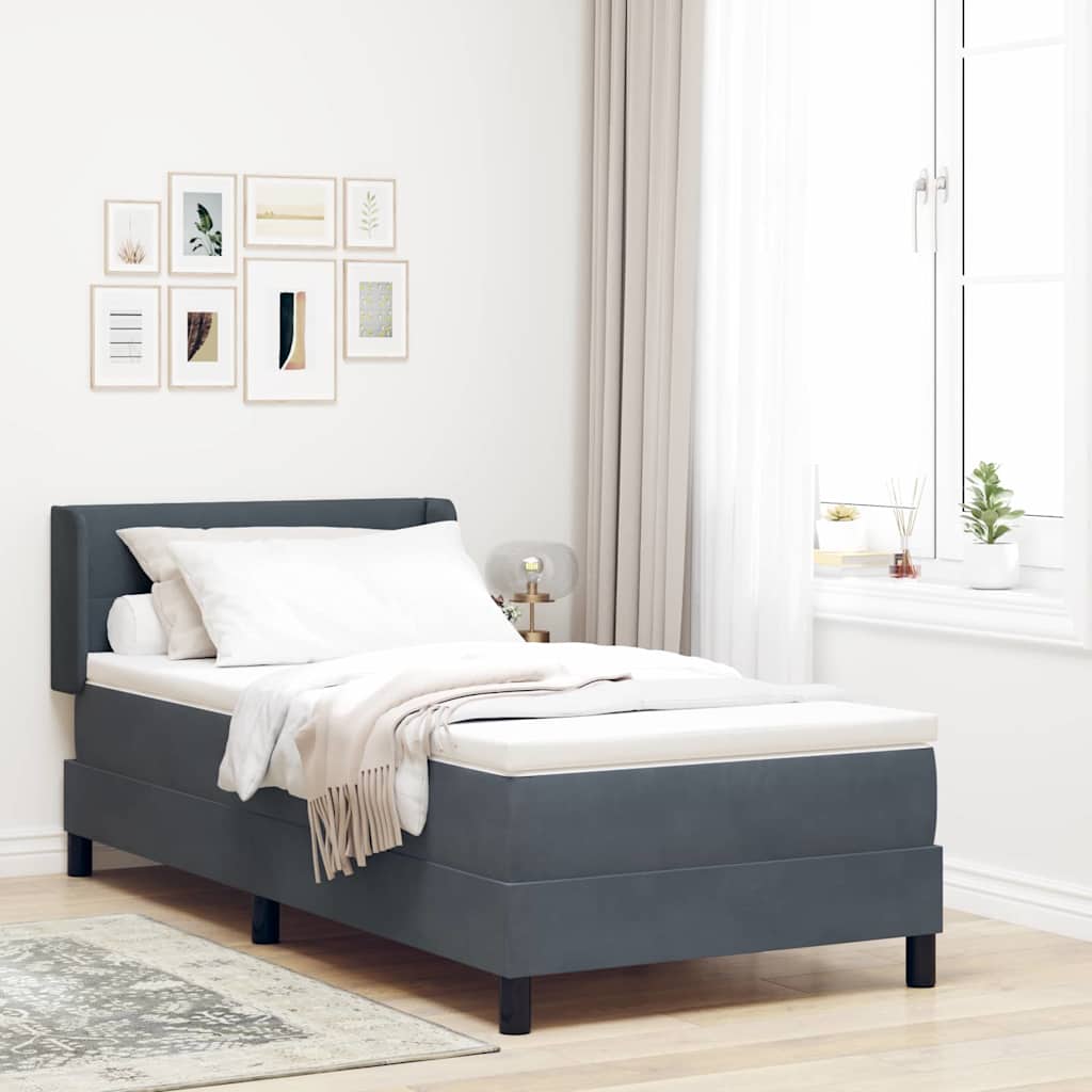 Boxspringbett mit Kopfteil Dunkelgrau 200 x 100 cm Samt