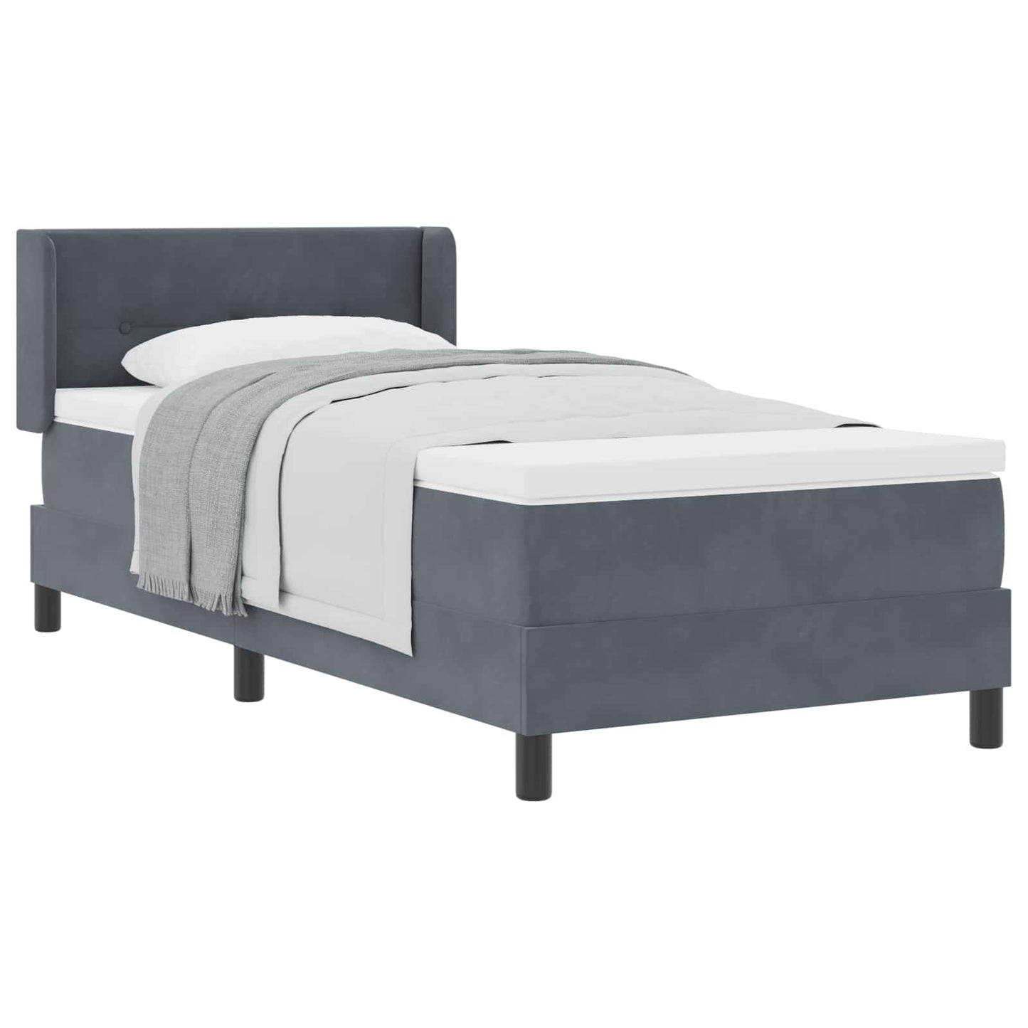 Boxspringbett mit Kopfteil Dunkelgrau 200 x 100 cm Samt