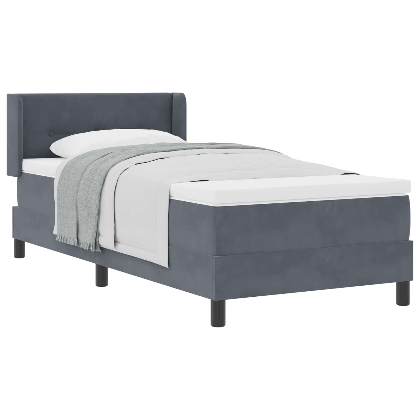 Boxspringbett mit Kopfteil Dunkelgrau 200 x 100 cm Samt