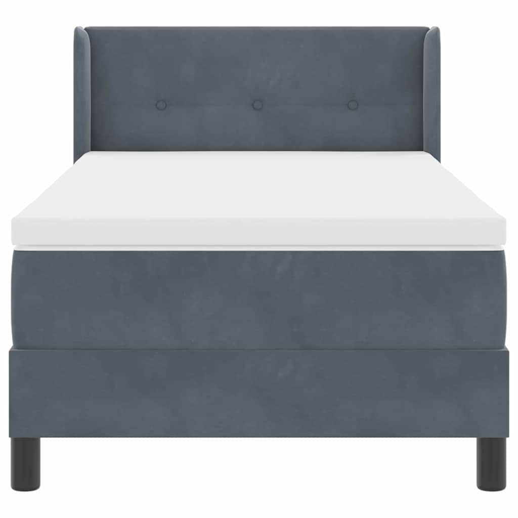 Boxspringbett mit Kopfteil Dunkelgrau 200 x 100 cm Samt