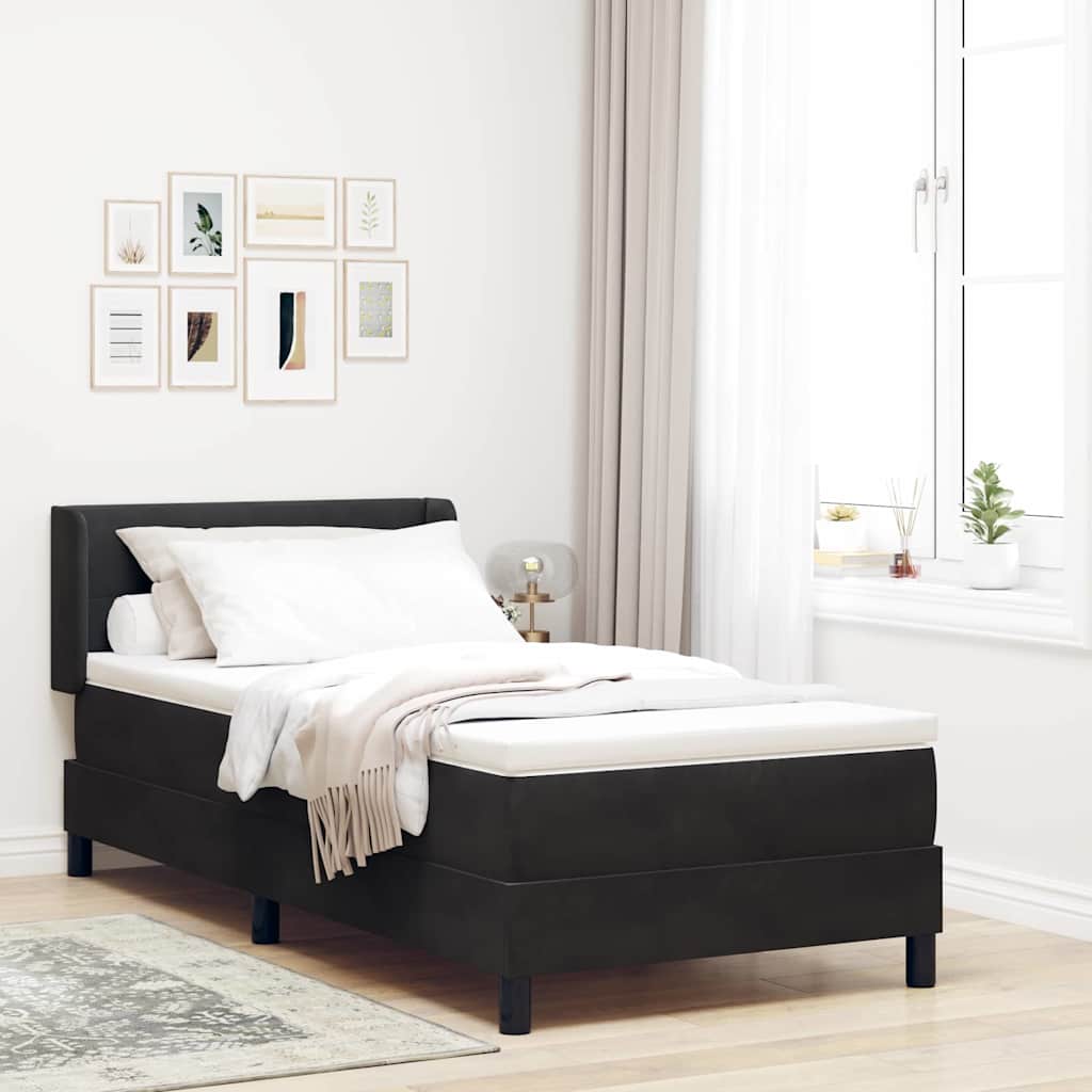 Boxspringbett mit Kopfteil Schwarz 200 x 100 cm Samt