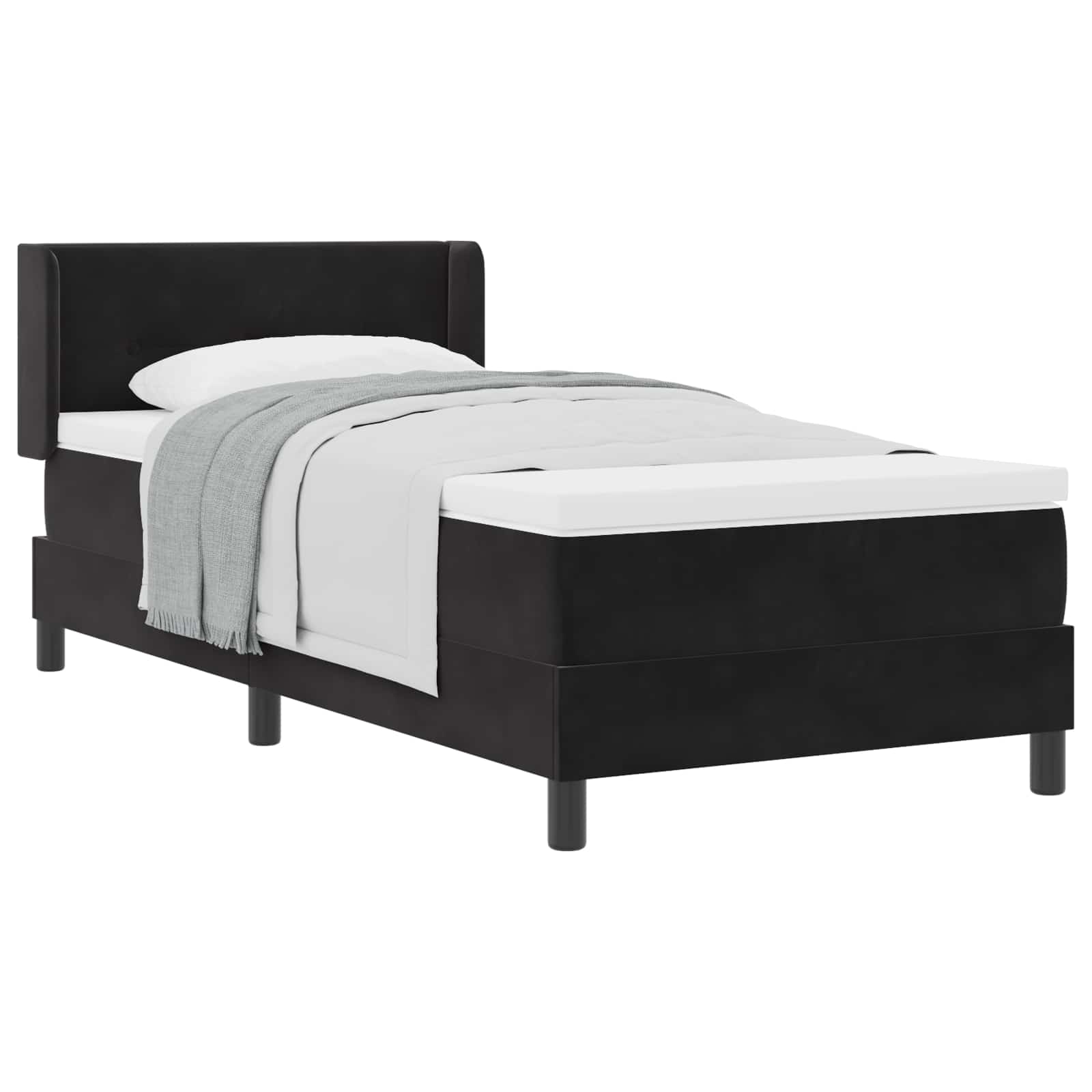 Boxspringbett mit Kopfteil Schwarz 200 x 100 cm Samt