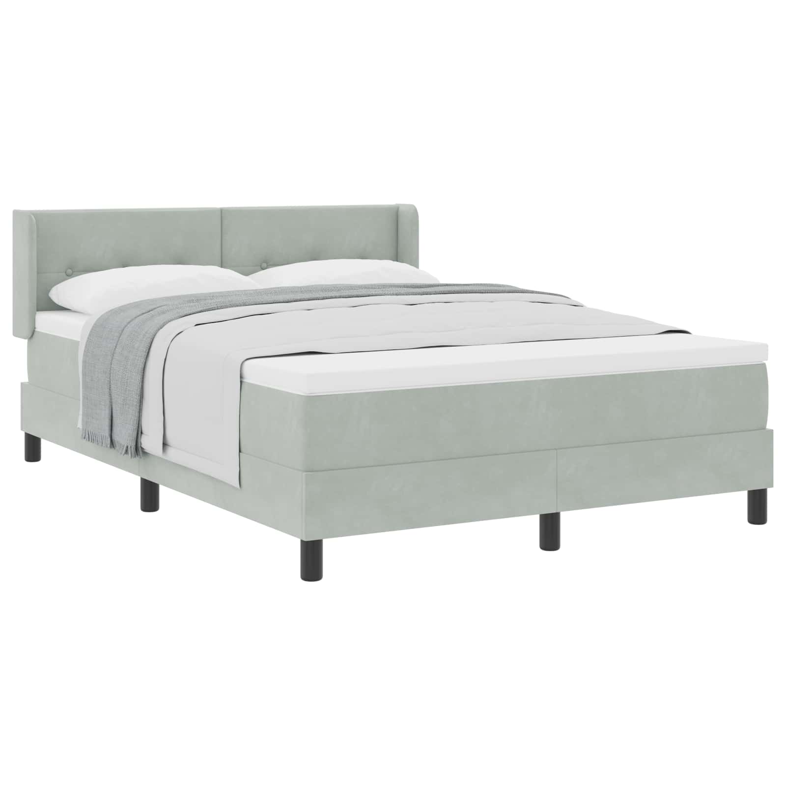 Boxspringbett mit Kopfteil Hellgrau 190 x 140 cm Samt