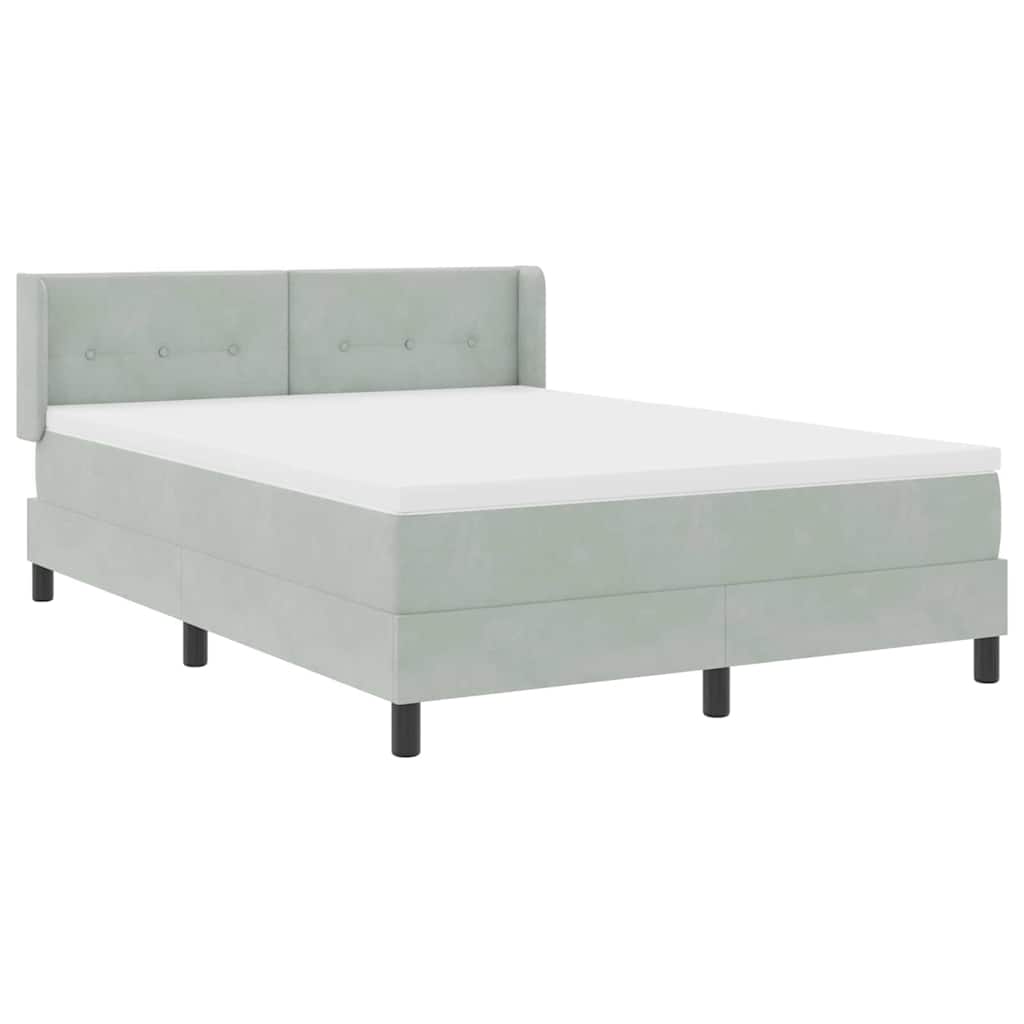 Boxspringbett mit Kopfteil Hellgrau 190 x 140 cm Samt
