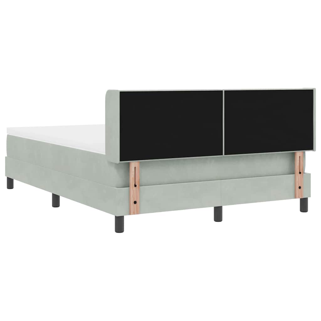 Boxspringbett mit Kopfteil Hellgrau 190 x 140 cm Samt