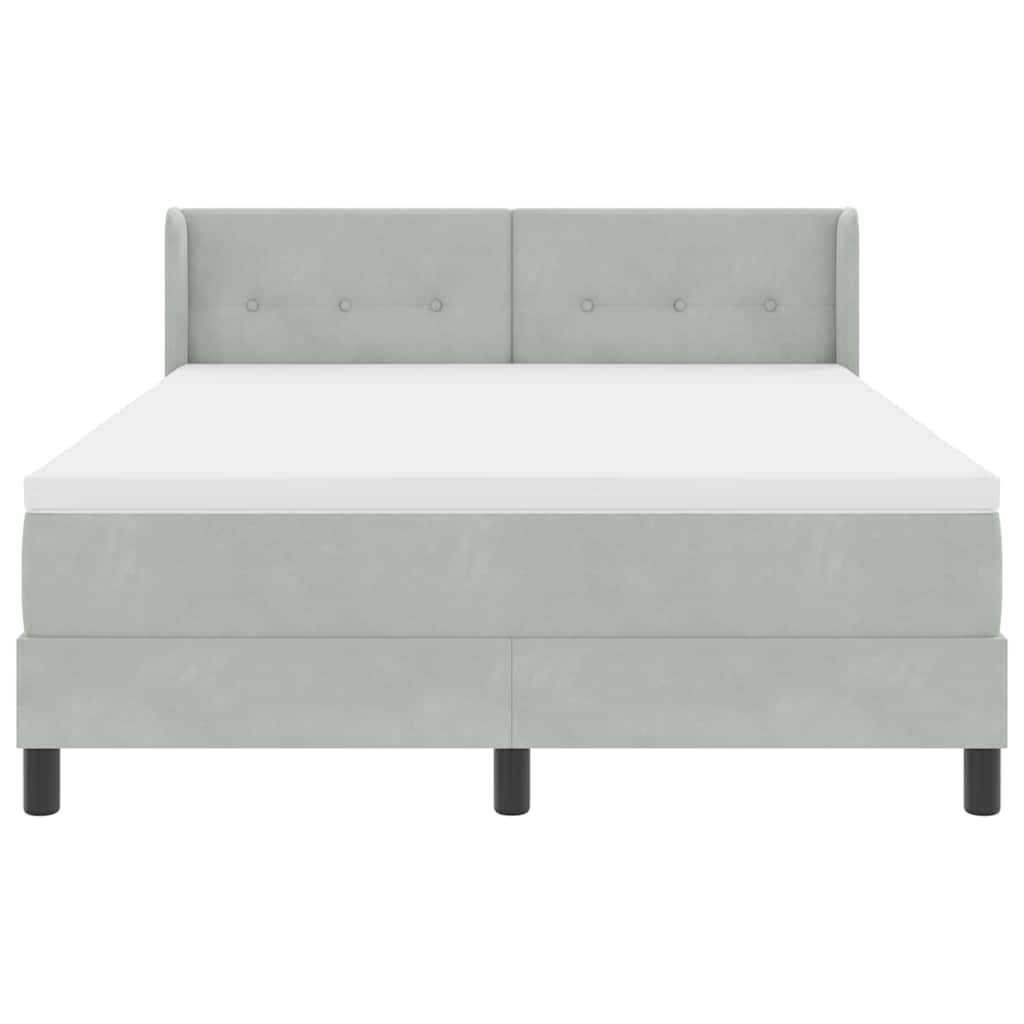 Boxspringbett mit Kopfteil Hellgrau 190 x 140 cm Samt