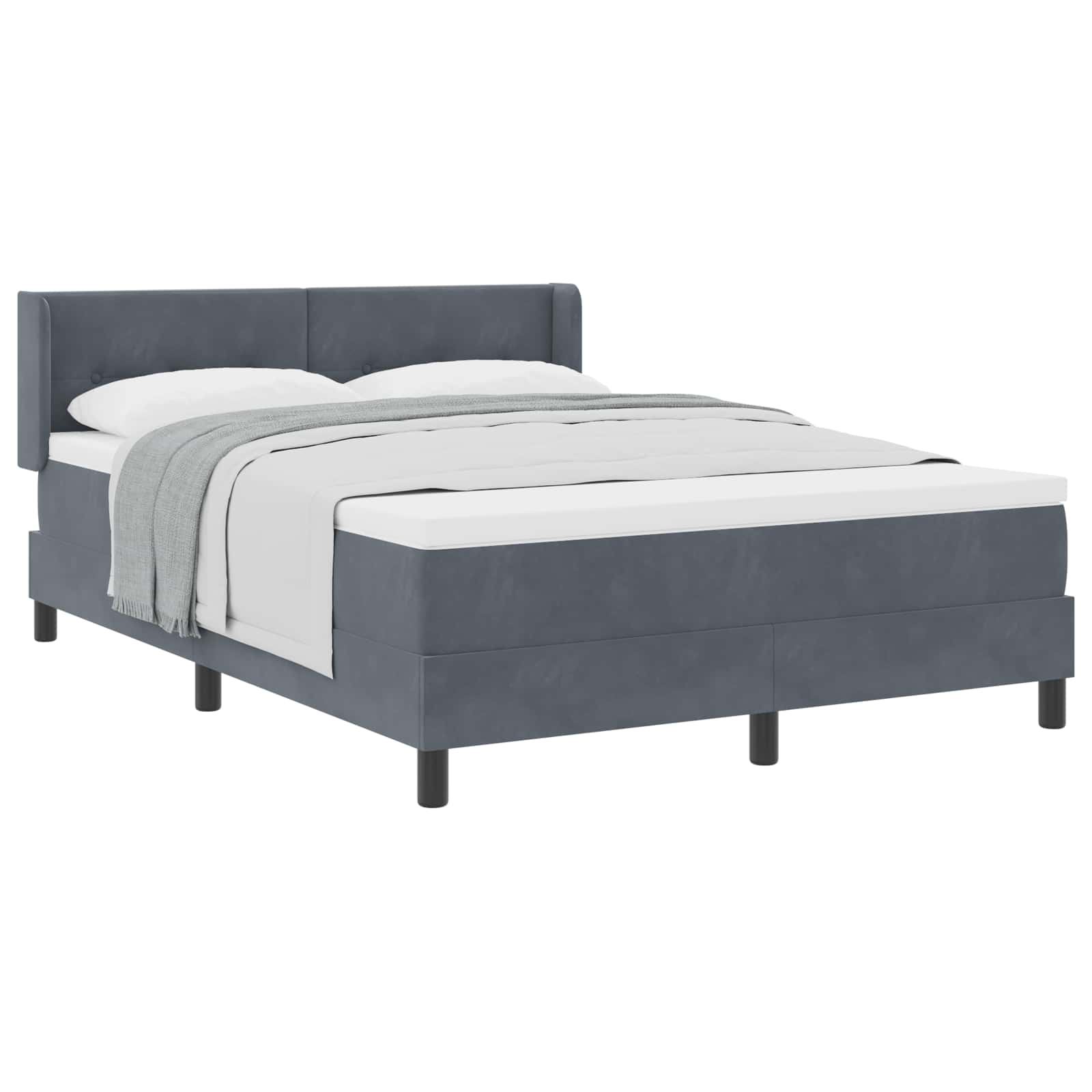 Boxspringbett mit Kopfteil Dunkelgrau 190 x 140 cm Samt