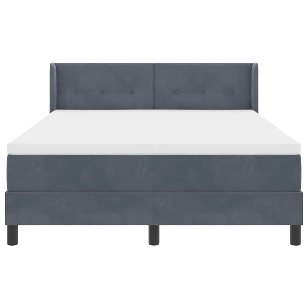 Boxspringbett mit Kopfteil Dunkelgrau 190 x 140 cm Samt