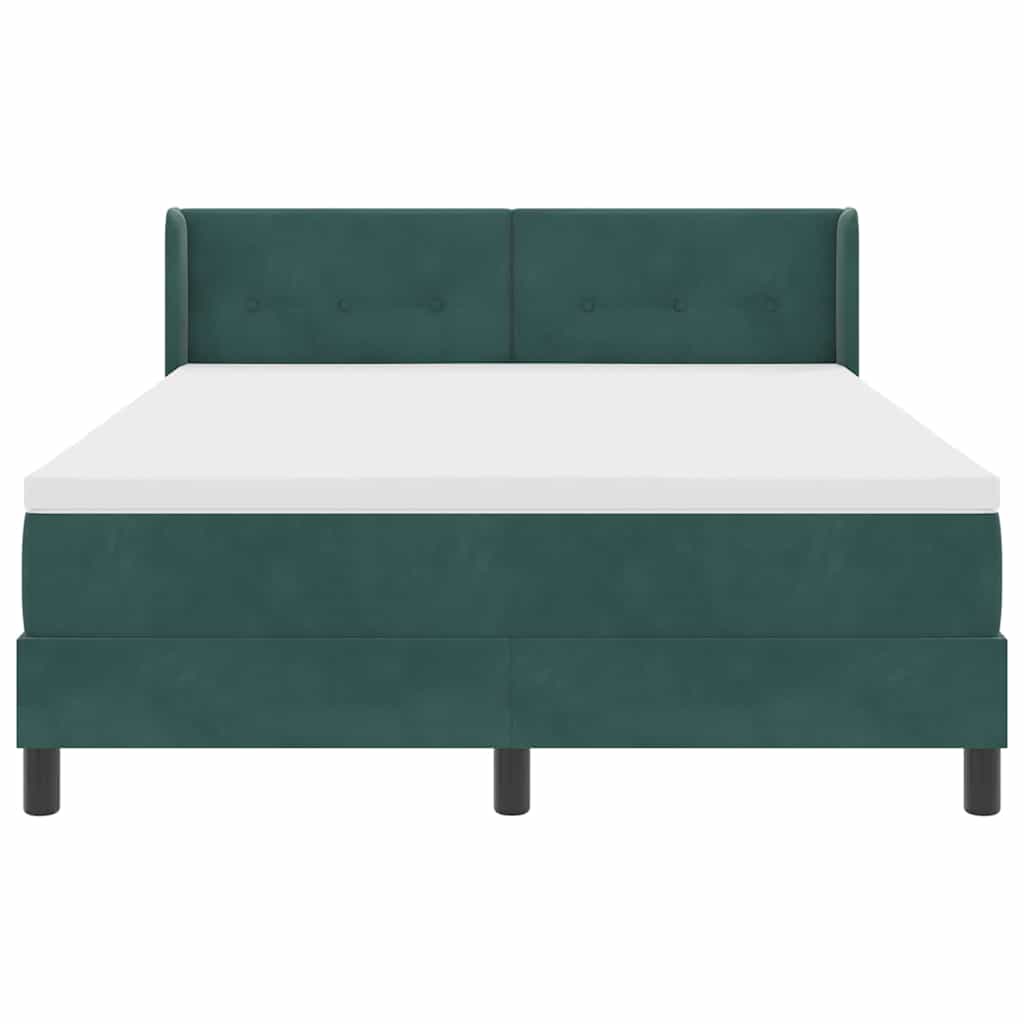 Boxspringbett mit Kopfteil Dunkelgrün 190 x 140 cm Samt