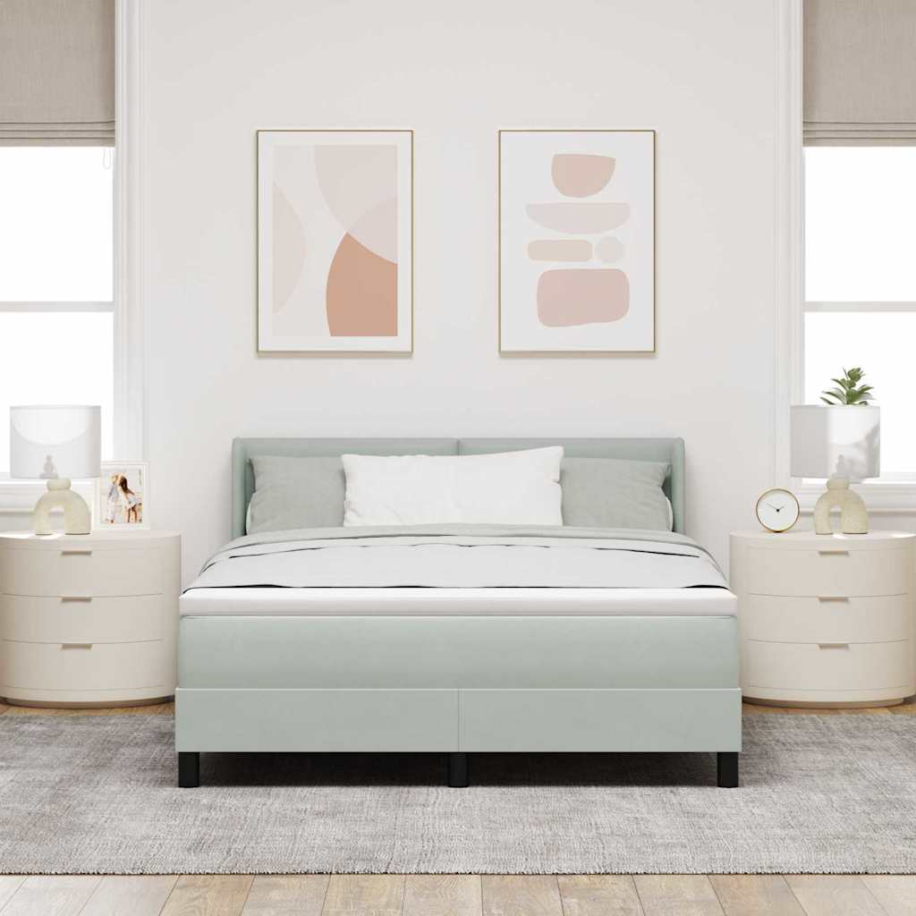 Boxspringbett mit Kopfteil Hellgrau 200 x 140 cm Samt