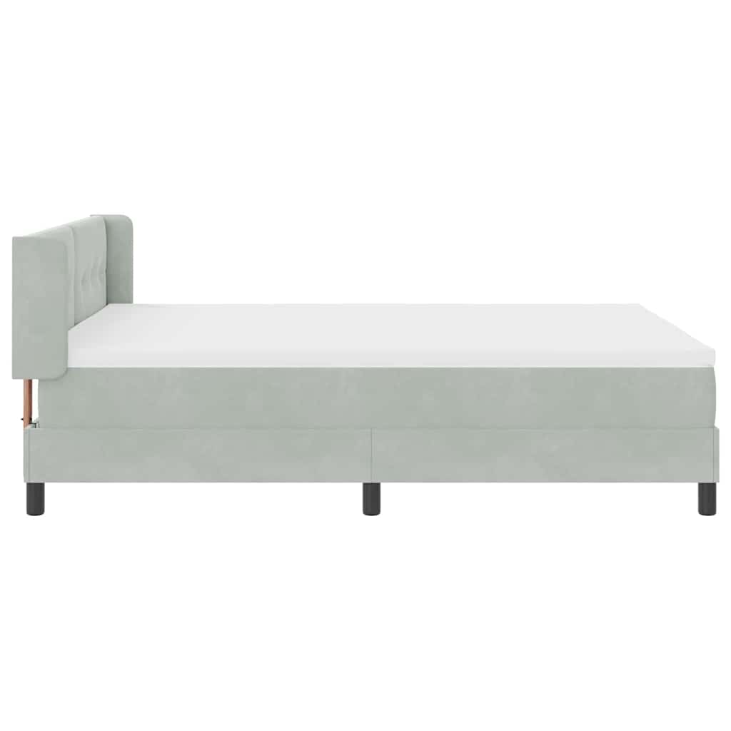 Boxspringbett mit Kopfteil Hellgrau 200 x 140 cm Samt