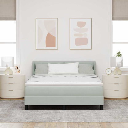 Boxspringbett mit Kopfteil Hellgrau 200 x 160 cm Samt
