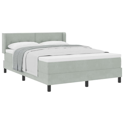 Boxspringbett mit Kopfteil Hellgrau 200 x 160 cm Samt