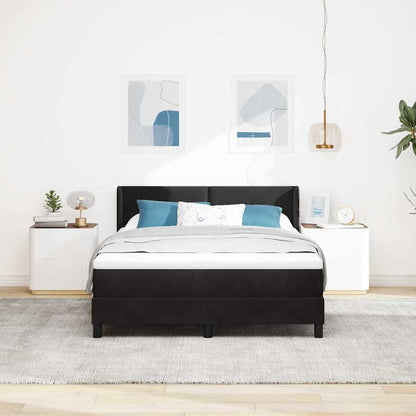 Boxspringbett mit Kopfteil Schwarz 200 x 160 cm Samt