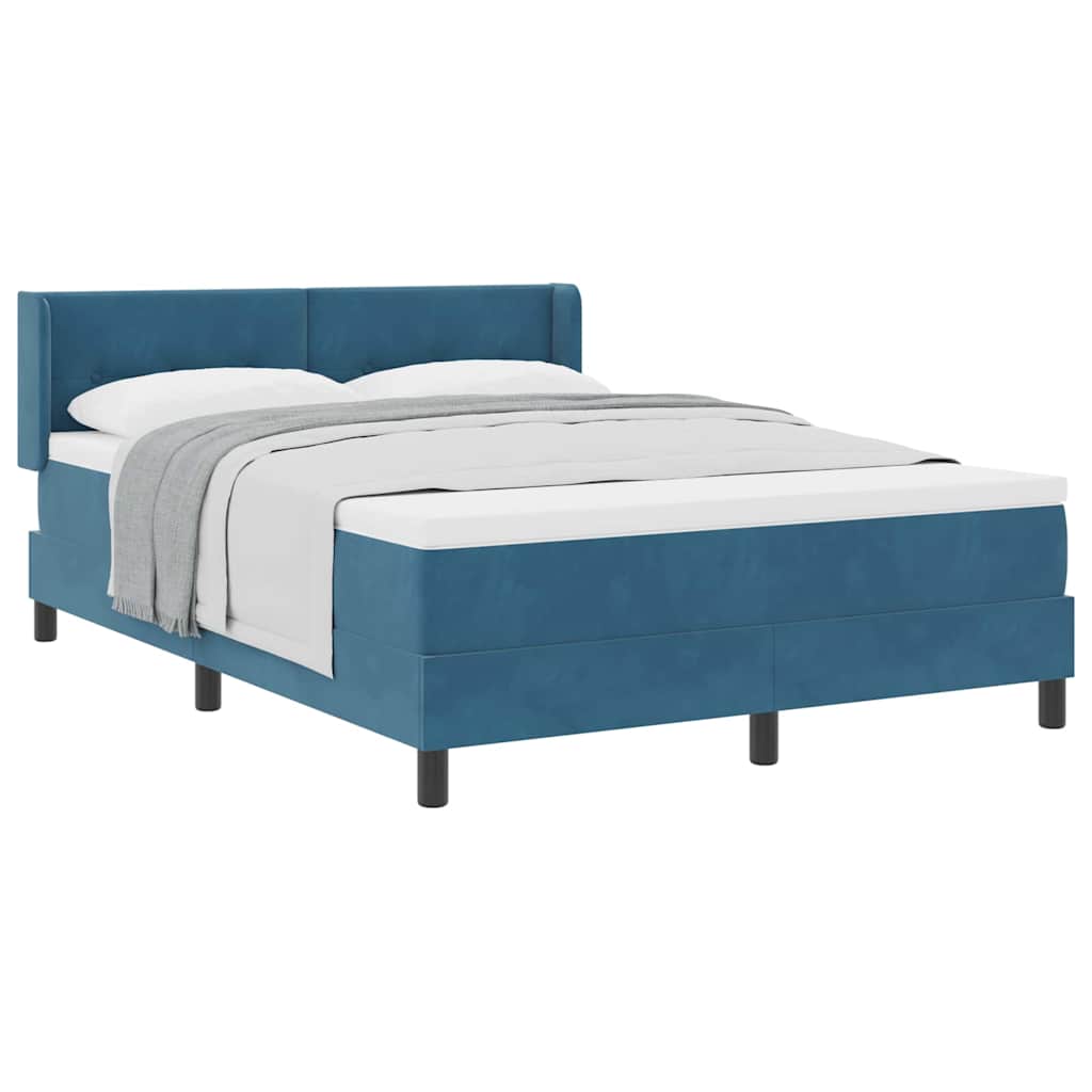 Boxspringbett mit Matratze Schwarz 100x200 cm Velvet Dunkelblau