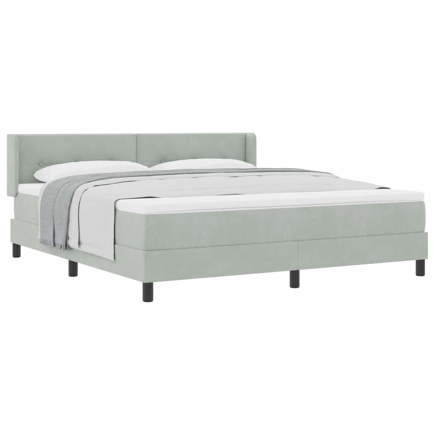 Boxspringbett mit Kopfteil Hellgrau 200 x 180 cm Samt