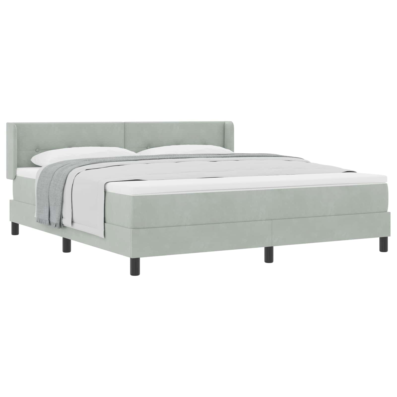 Boxspringbett mit Kopfteil Hellgrau 200 x 180 cm Samt