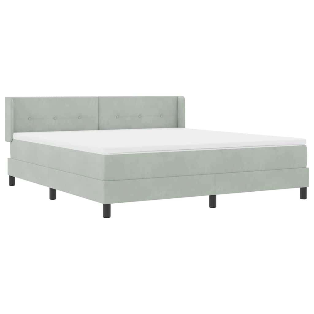 Boxspringbett mit Kopfteil Hellgrau 200 x 180 cm Samt
