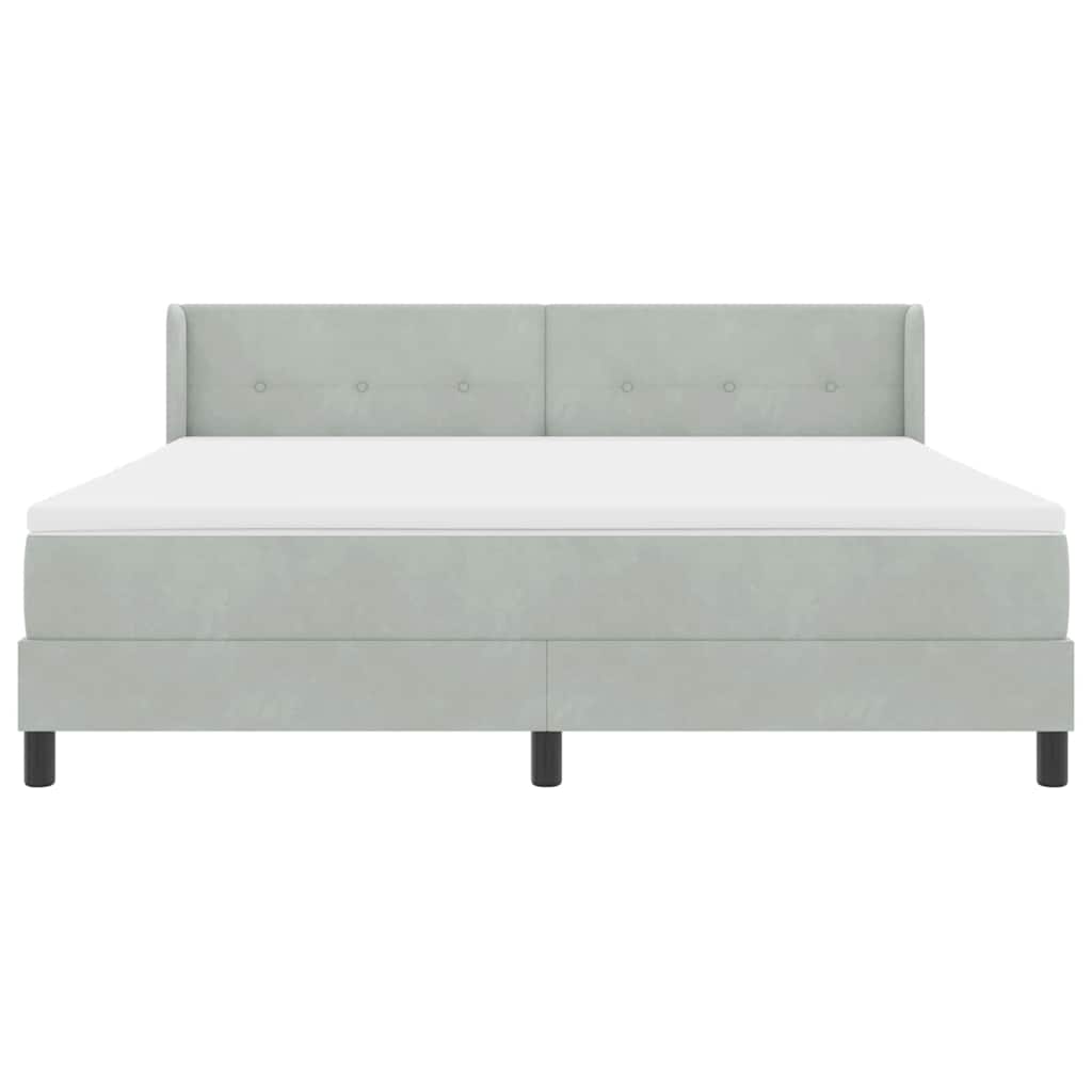 Boxspringbett mit Kopfteil Hellgrau 200 x 180 cm Samt