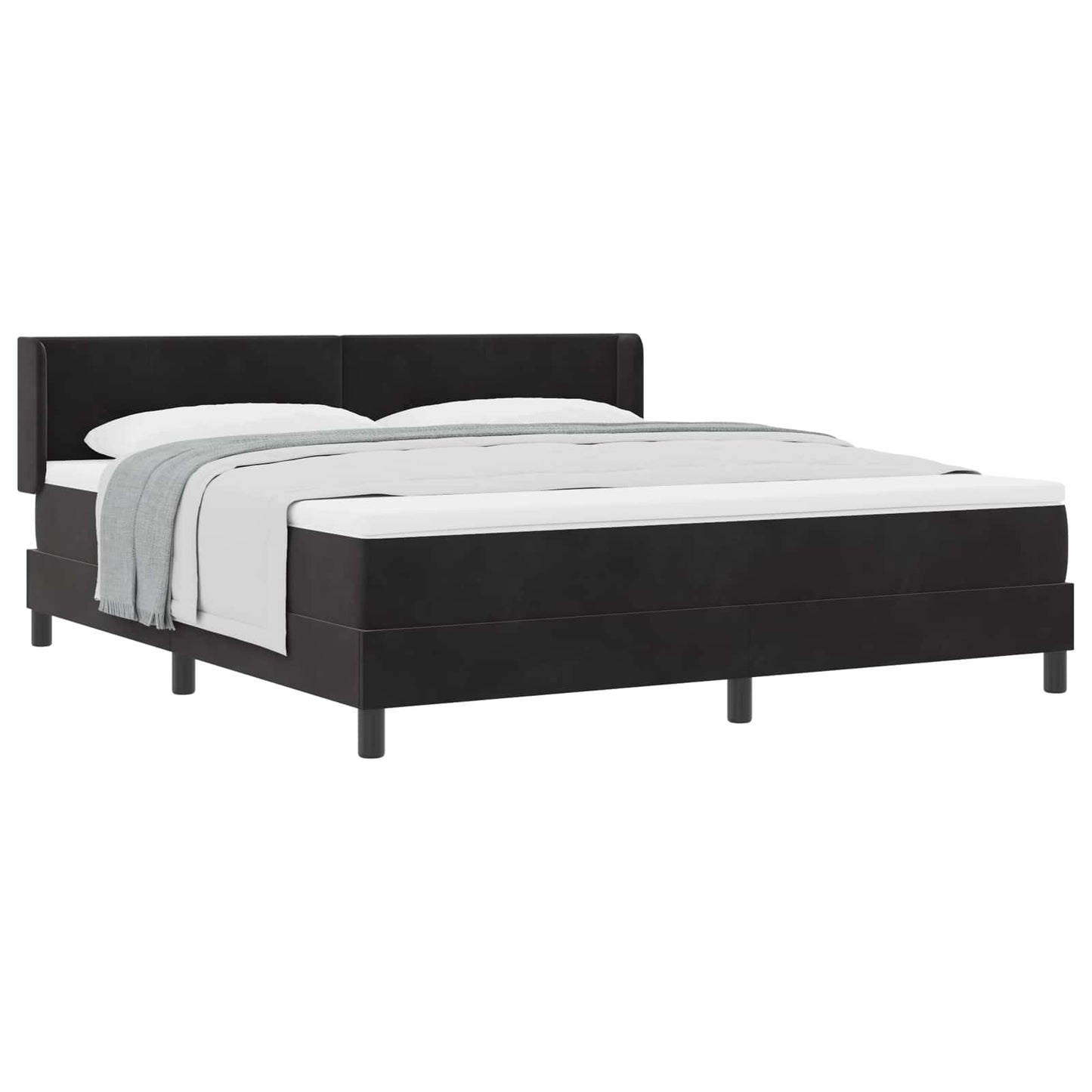 Boxspringbett mit Kopfteil Schwarz 200 x 180 cm Samt