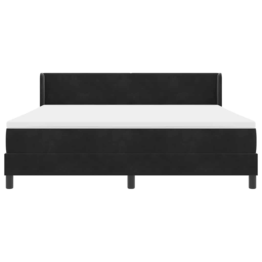 Boxspringbett mit Kopfteil Schwarz 200 x 180 cm Samt