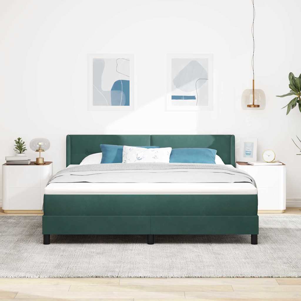 Boxspringbett mit Kopfteil Dunkelgrün 200 x 180 cm Samt