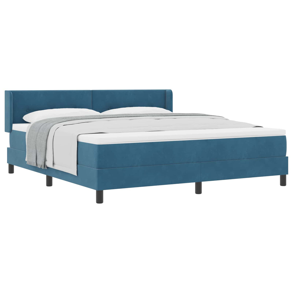 Boxspringbett mit Kopfteil Dunkelblau 200 x 180 cm Samt