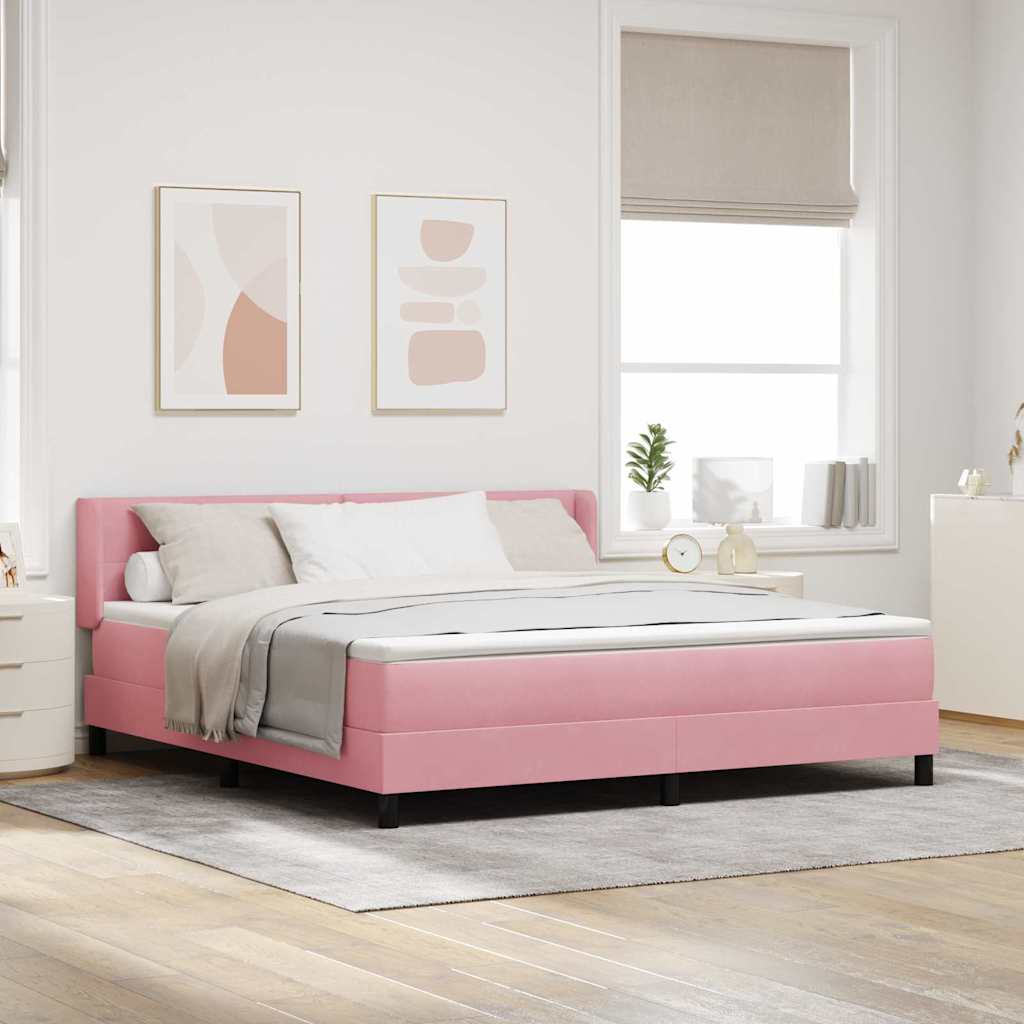 Boxspringbett mit Kopfteil Rosa 200 x 180 cm Samt