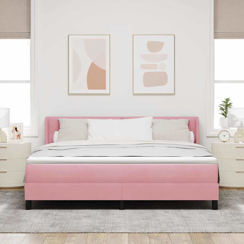 Boxspringbett mit Kopfteil Rosa 200 x 180 cm Samt