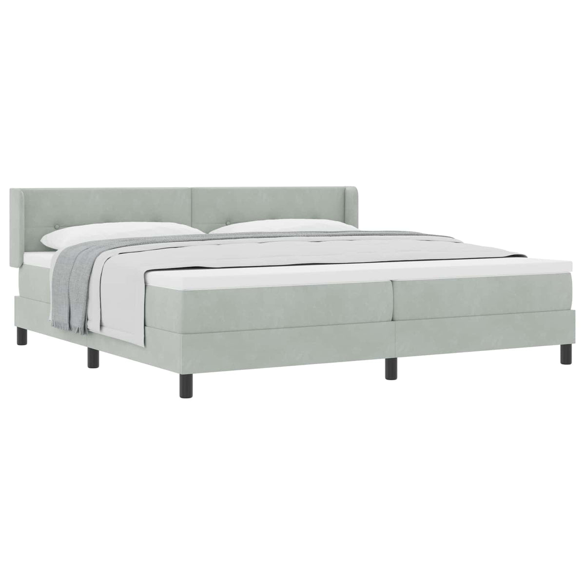 Boxspringbett mit Kopfteil Hellgrau 200 x 200 cm Samt