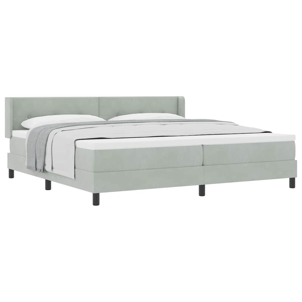 Boxspringbett mit Matratze Schwarz 100x200 cm Velvet Hellgrau
