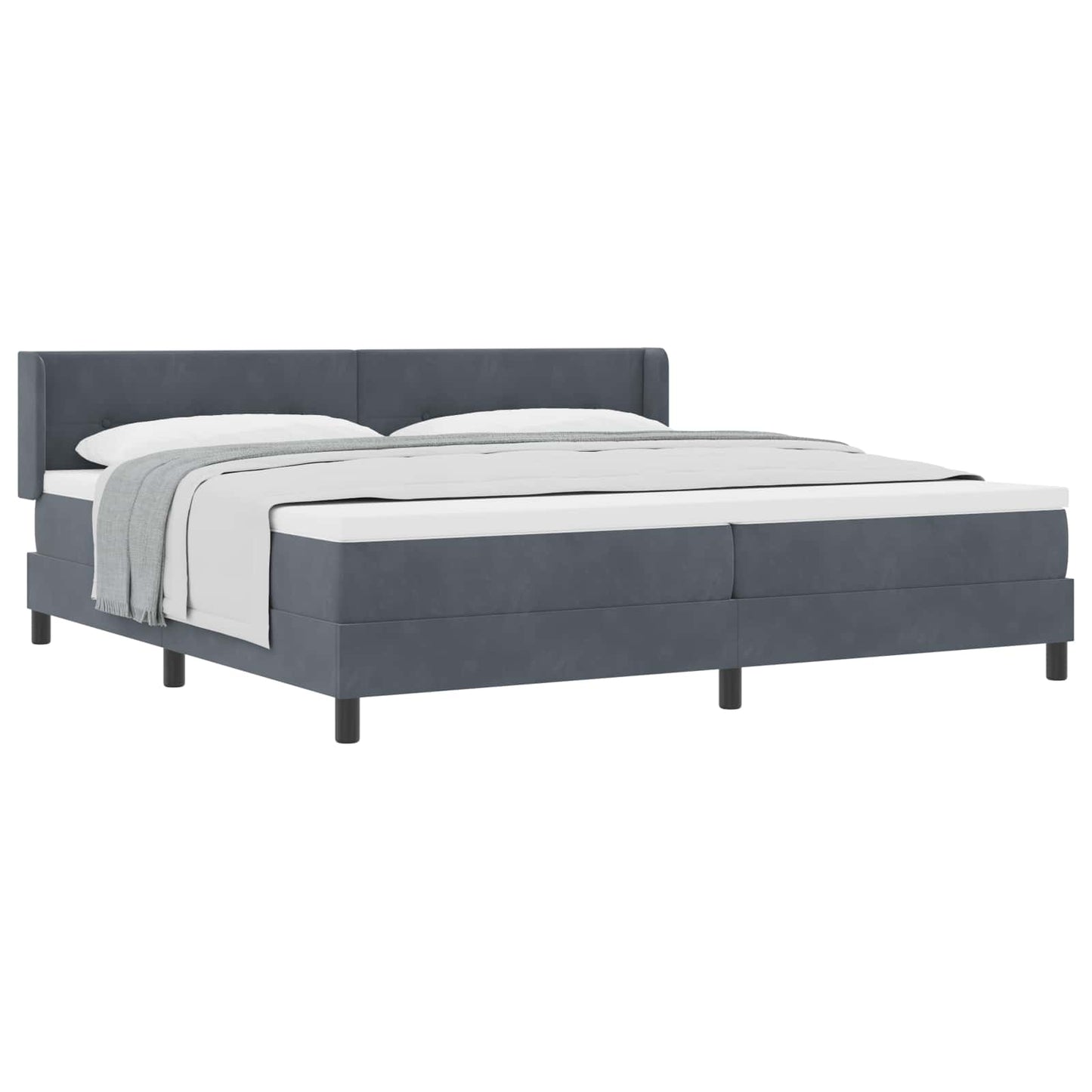 Boxspringbett mit Kopfteil Dunkelgrau 200 x 200 cm Samt
