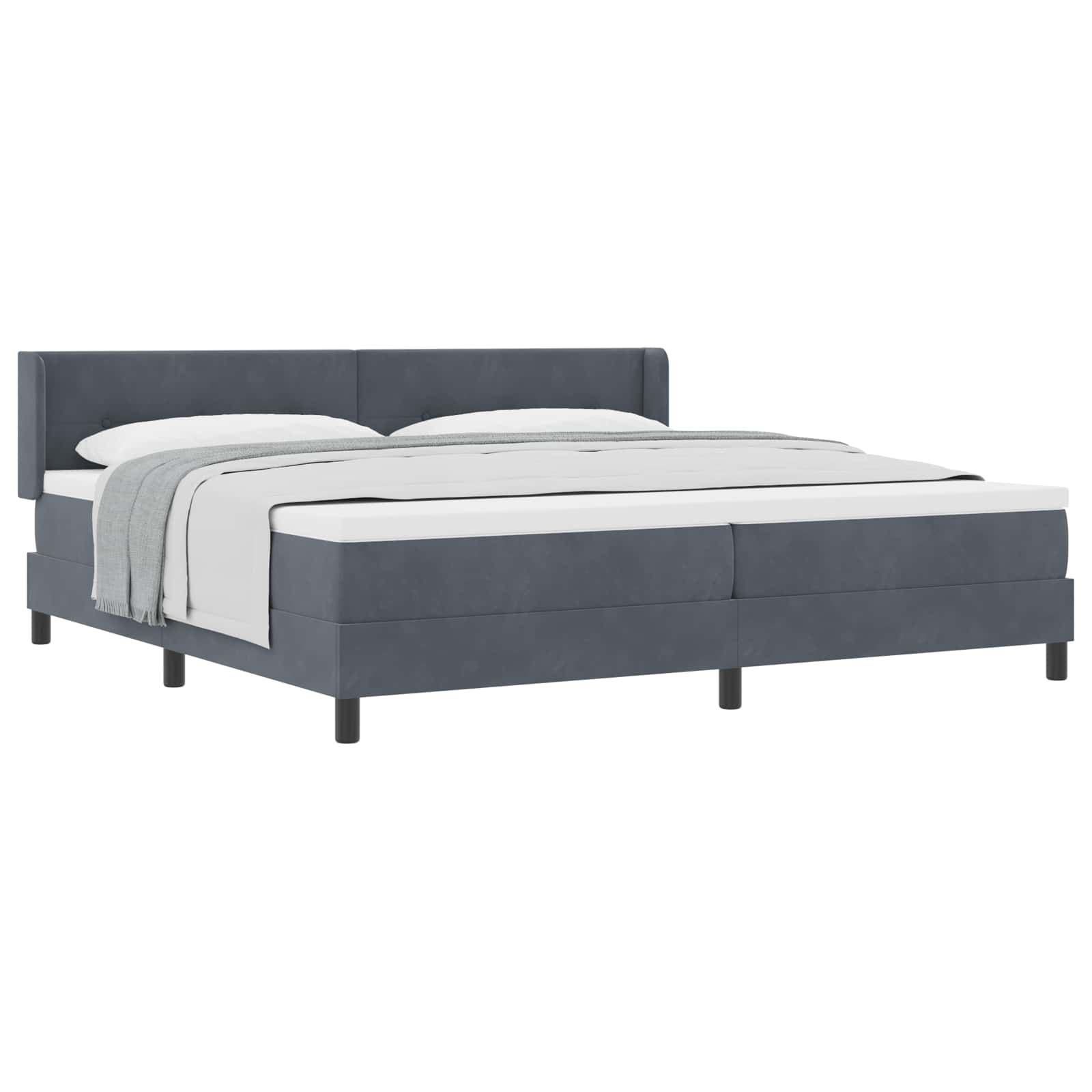 Boxspringbett mit Kopfteil Dunkelgrau 200 x 200 cm Samt