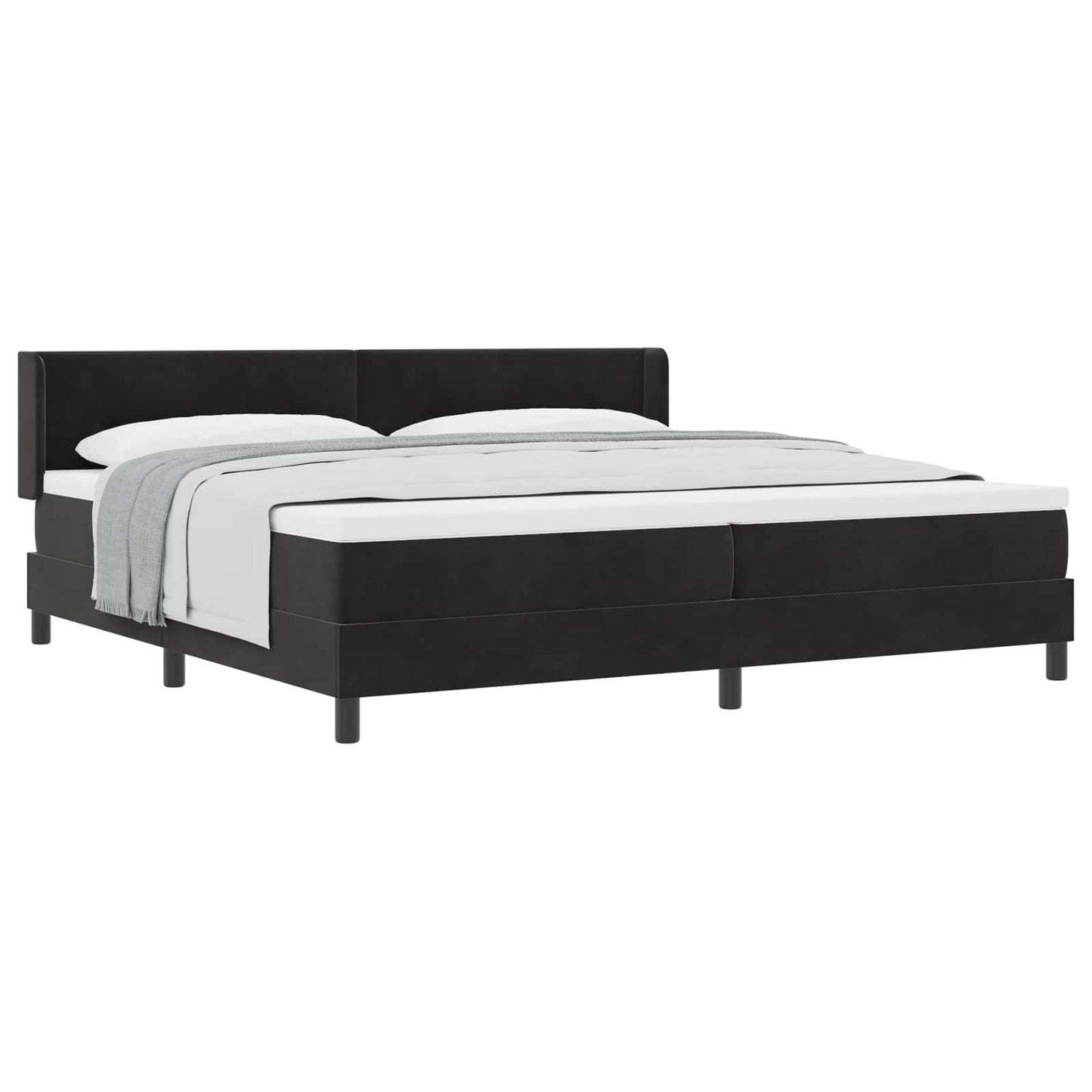 Boxspringbett mit Kopfteil Schwarz 200 x 200 cm Samt