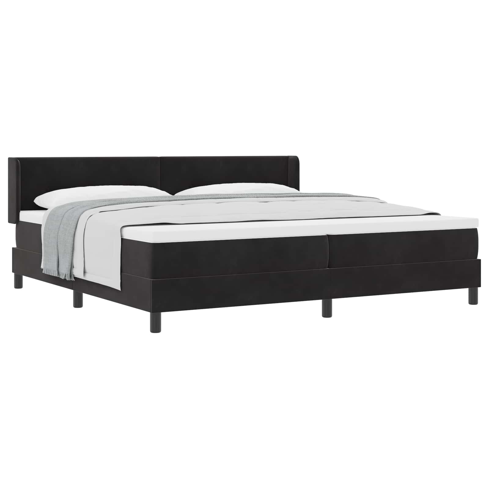 Boxspringbett mit Kopfteil Schwarz 200 x 200 cm Samt