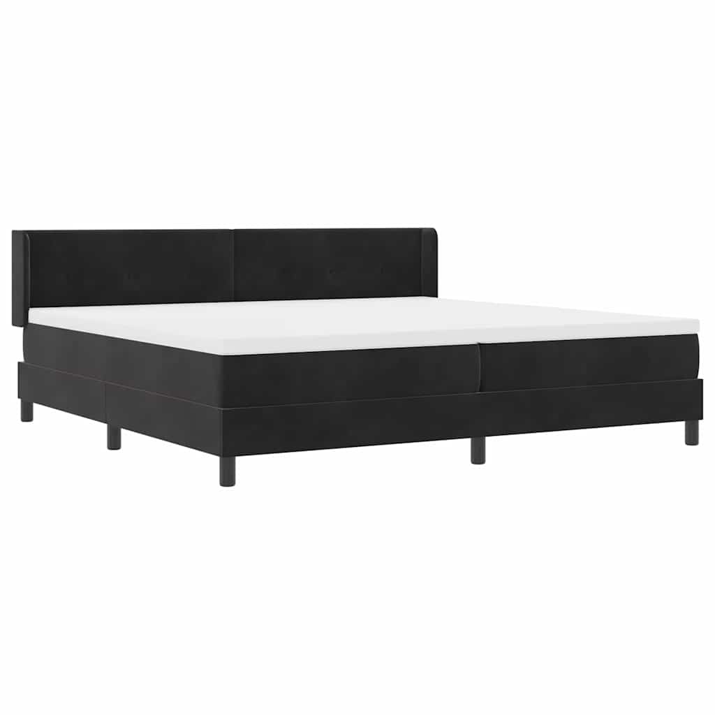 Boxspringbett mit Kopfteil Schwarz 200 x 200 cm Samt