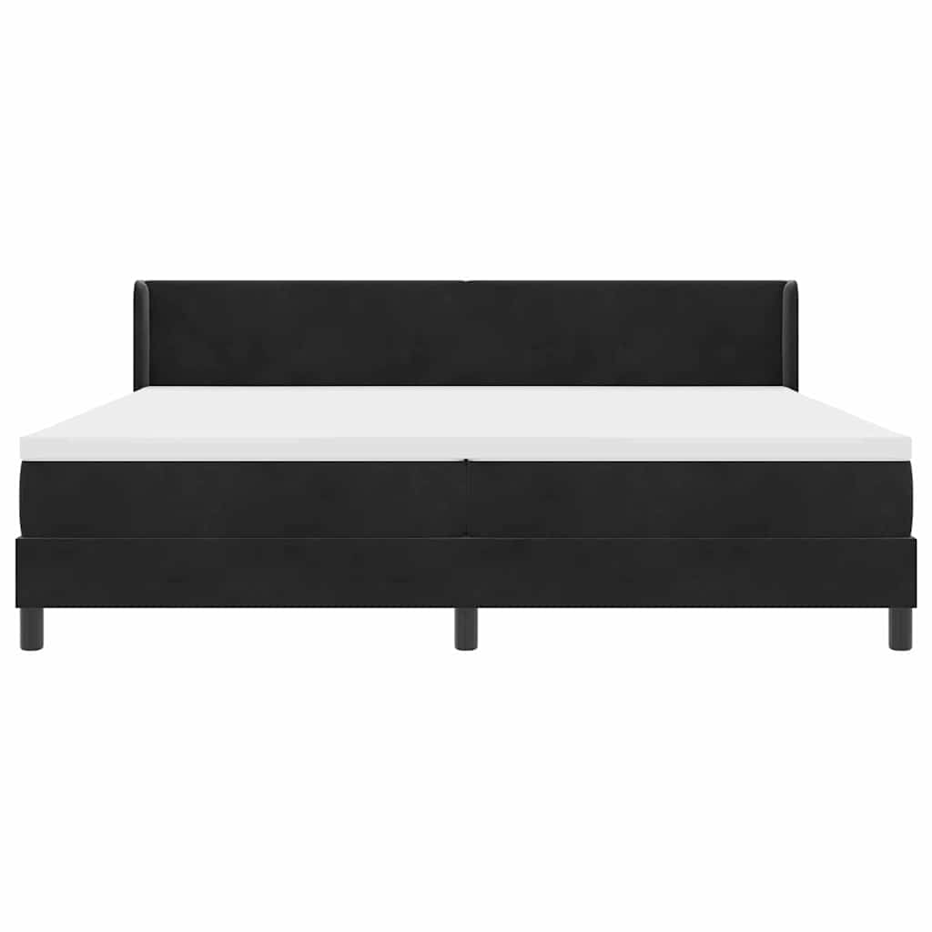 Boxspringbett mit Kopfteil Schwarz 200 x 200 cm Samt
