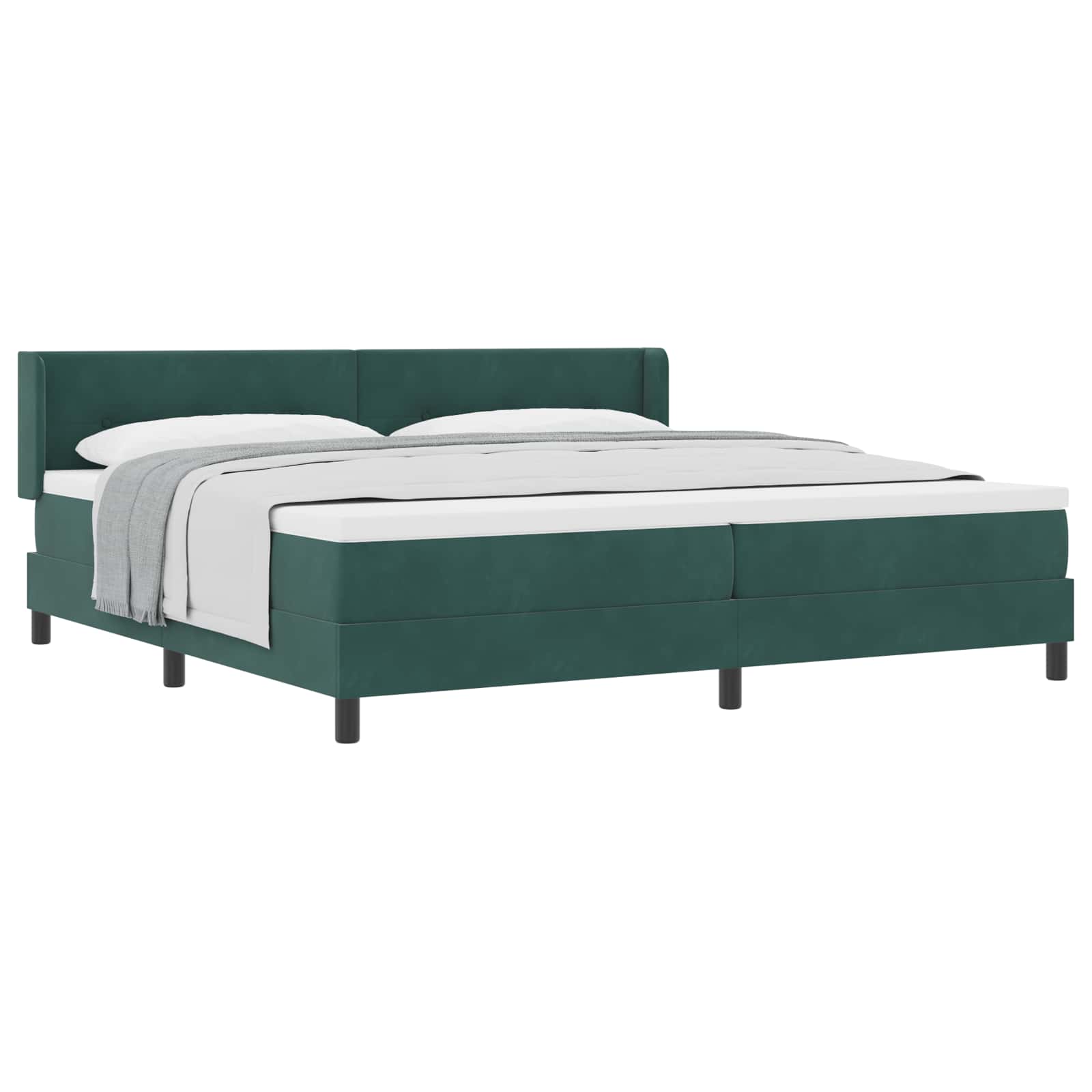 Boxspringbett mit Kopfteil Dunkelgrün 200 x 200 cm Samt