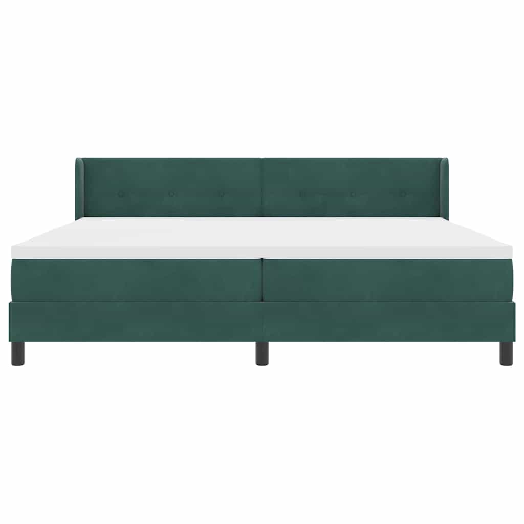 Boxspringbett mit Kopfteil Dunkelgrün 200 x 200 cm Samt