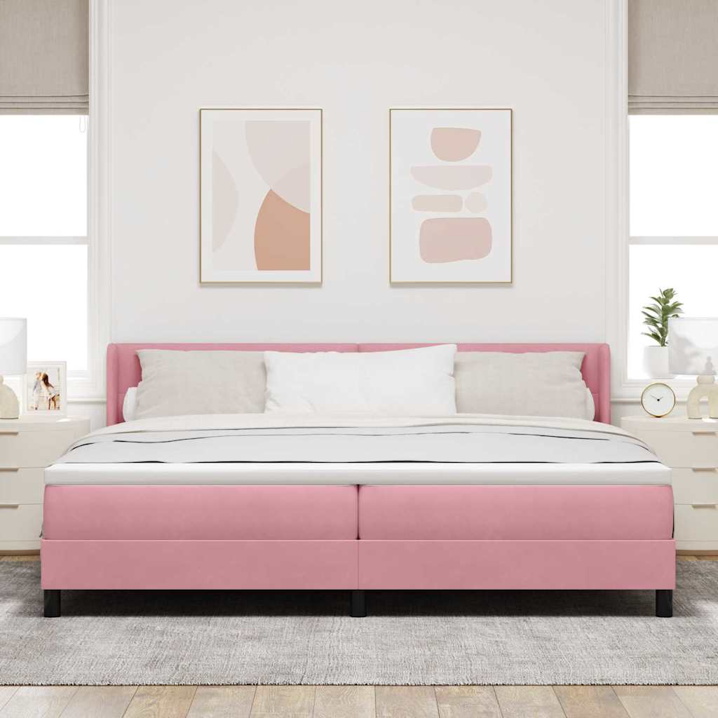 Boxspringbett mit Kopfteil Rosa 200 x 200 cm Samt