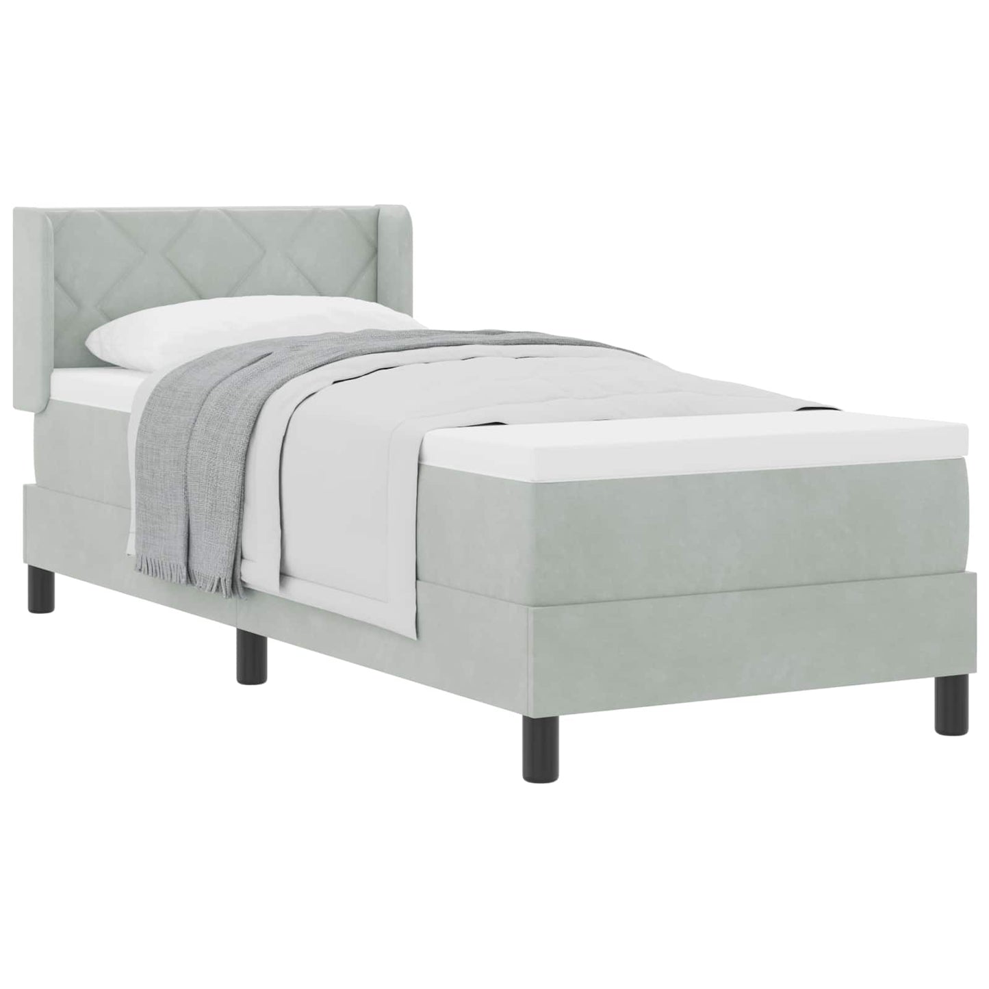 Boxspringbett mit Kopfteil Hellgrau 200 x 80 cm Samt
