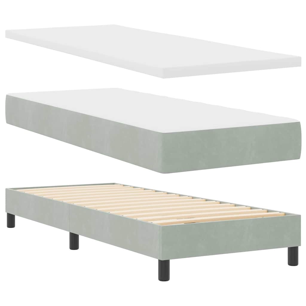 Boxspringbett mit Kopfteil Hellgrau 200 x 80 cm Samt