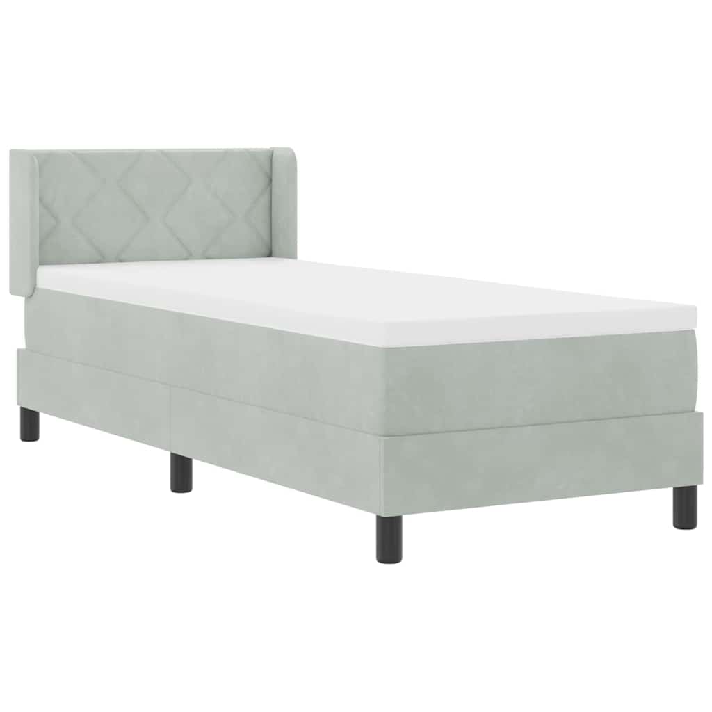 Boxspringbett mit Kopfteil Hellgrau 200 x 80 cm Samt