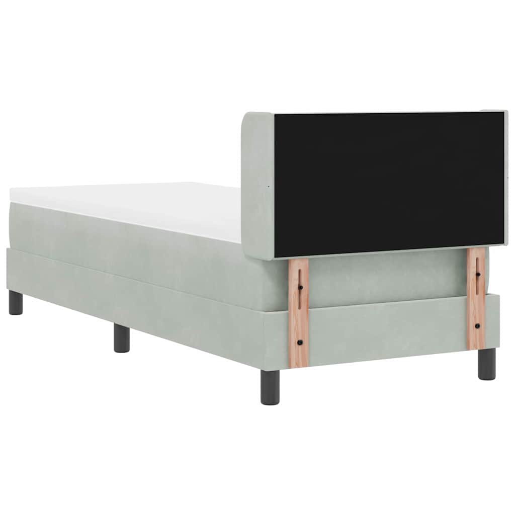 Boxspringbett mit Kopfteil Hellgrau 200 x 80 cm Samt