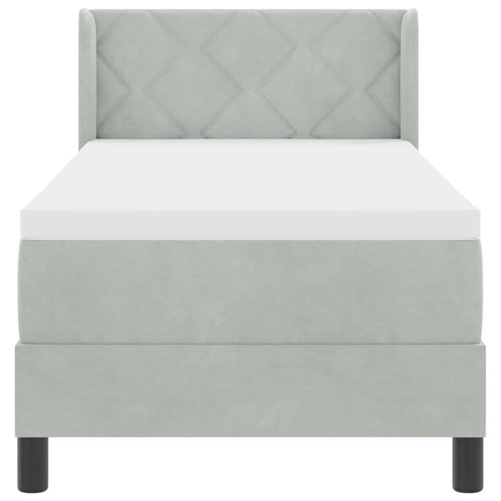 Boxspringbett mit Kopfteil Hellgrau 200 x 80 cm Samt