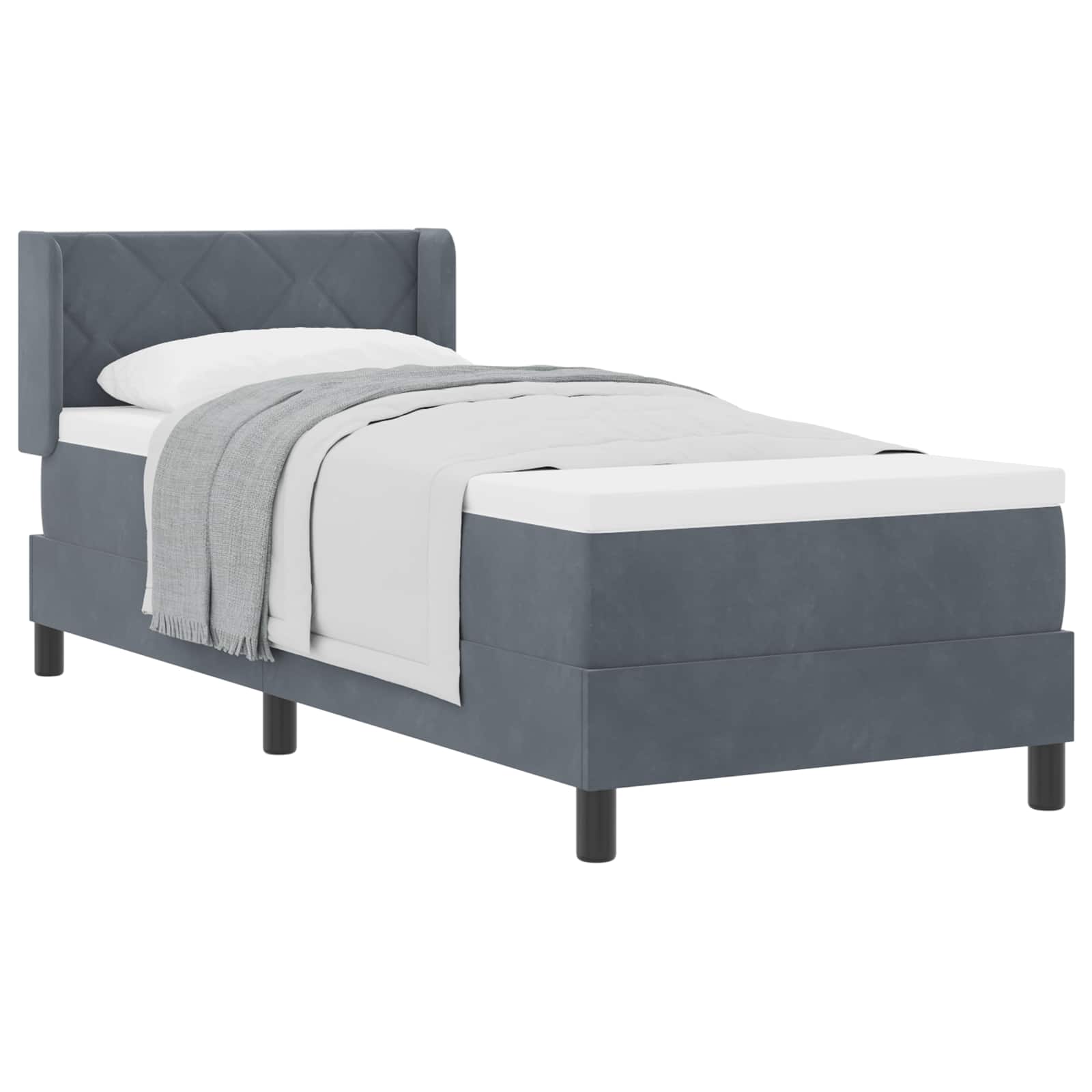 Boxspringbett mit Kopfteil Dunkelgrau 200 x 80 cm Samt