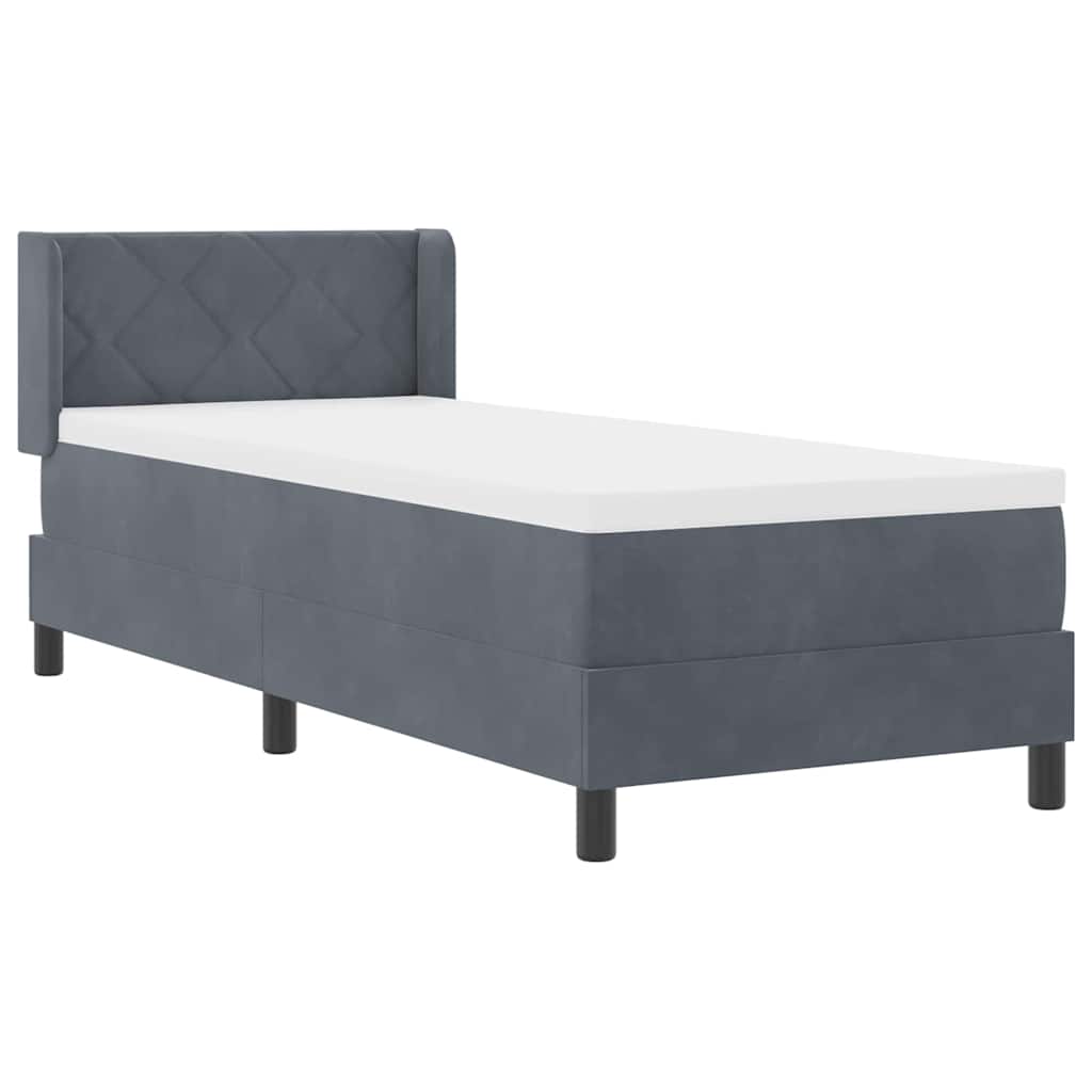 Boxspringbett mit Kopfteil Dunkelgrau 200 x 80 cm Samt